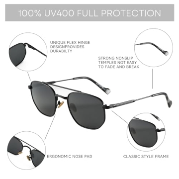 ZENOTTIC Retro Hexagon Aviator Polarized Sunglasses for All