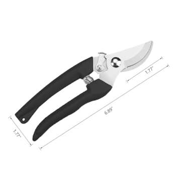 Garden Scissors for Plant, Tip Pruning Shears for Cutting Flowers, Trimming Plants, Bonsai and Fruits Picking (Black Bypass Blade Pruner)