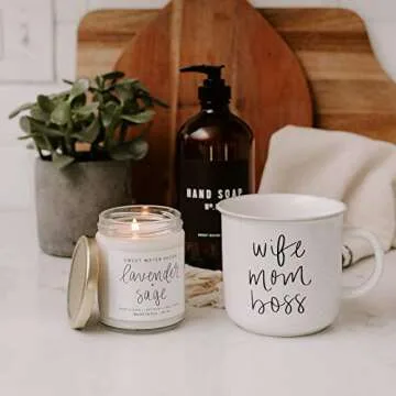 Sweet Water Decor Coffee Mugs for Mom | Cute 16oz Ceramic Campfire Style Coffee Cup Microwave & Dishwasher Safe | Large Mug For First Time Moms, Mother's Day, Birthdays, & Holidays (Wife Mom Boss)