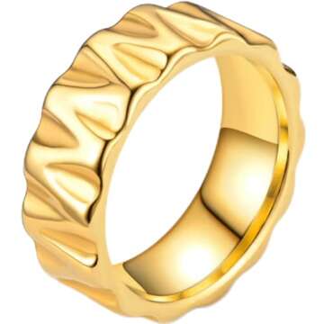 Jude Jewelers 8mm Stainless Steel Hammered Plain Simple Classical Wedding Band Statement Promise Rin...