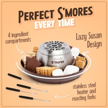 Electric S'mores Maker with Lazy Susan & Roasting Sticks