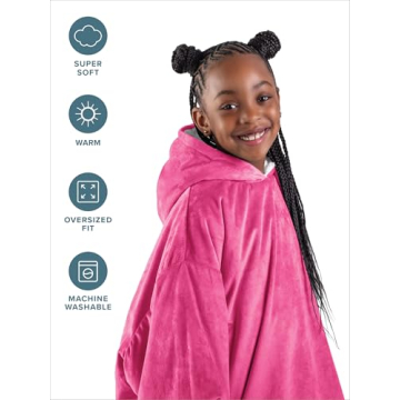 Bare Home Sherpa Fleece Kids Hoodie - Cozy Wearable Blanket