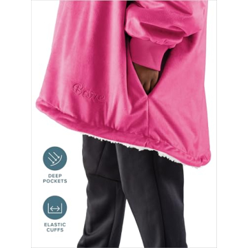 Bare Home Sherpa Fleece Kids Hoodie - Cozy Wearable Blanket