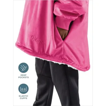 Bare Home Sherpa Fleece Kids Hoodie - Cozy Wearable Blanket