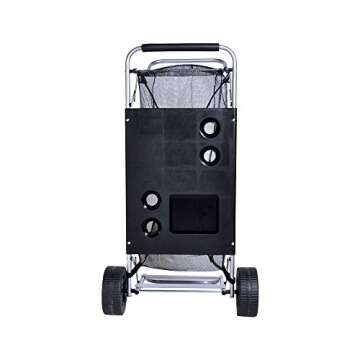 Beach Cart with Folding Table/Drink Holders - Grey Frame/Black Table