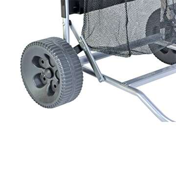 Beach Cart with Folding Table/Drink Holders - Grey Frame/Black Table