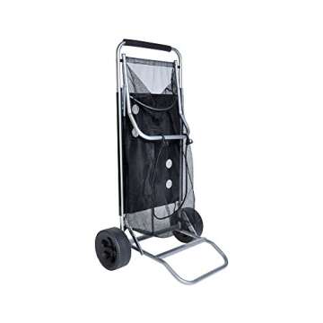 Beach Cart with Folding Table/Drink Holders - Grey Frame/Black Table