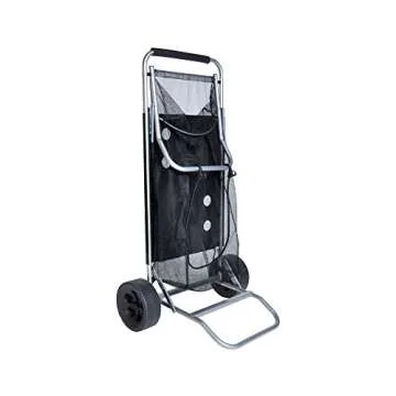 Beach Cart with Folding Table/Drink Holders - Grey Frame/Black Table