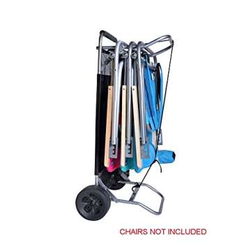 Beach Cart with Folding Table/Drink Holders - Grey Frame/Black Table