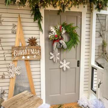 24 Inch Real Touch Norfolk Pine Wreath,Artificial Christmas Wreath for Front Door,Wall Windows Mantle Outdoor Outside Christmas Decoration