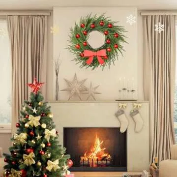 Lifelike 24 Inch Norfolk Pine Wreath for Christmas Decor