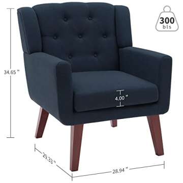 Accent Chair Button-Tufted Upholstered Living Room Chairs Comfy Reading Chair Mid Century Modern Cha...