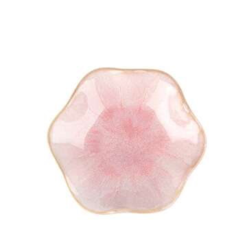 2PCS Lotus Leaf Shape Ring Holder Dish, Small Key Bowl, Ceramic Trinket Tray Jewelry Dish Organizing Necklace Earrings for Mom Friend Sister, All Jewelries Are NOT Included.Pink+Light Green.…