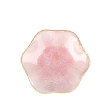 2PCS Lotus Leaf Shape Ring Holder Dish, Small Key Bowl, Ceramic Trinket Tray Jewelry Dish Organizing Necklace Earrings for Mom Friend Sister, All Jewelries Are NOT Included.Pink+Light Green.…