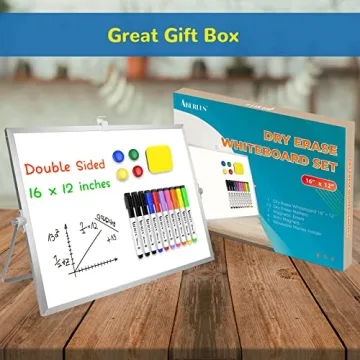 Magnetic Dry Erase Board 16x12in with Stand Markers