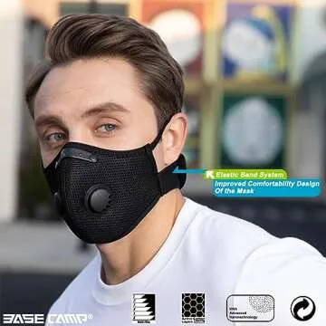BASE CAMP M Plus Dust Face Mask for Woodworking, Construction, Mowing, Cycling