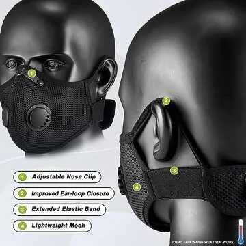 BASE CAMP M Plus Dust Face Mask with 6 Carbon Filters