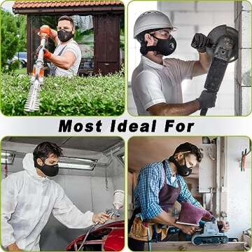 BASE CAMP M Plus Dust Face Mask with Extra 6 Activated Carbon Filters for Woodworking Construction Mowing Cycling (3)