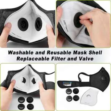 BASE CAMP M Plus Dust Face Mask with 6 Carbon Filters