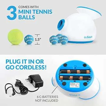 iFetch Automatic Dog Ball Launcher for Small to Medium Dogs, Indoor/Outdoor Dog Toy Thrower, Includes 3 Mini Tennis Balls