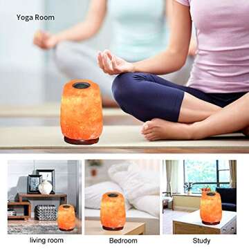 pursalt Upgraded Aromatherapy Himalayan Pink Salt Lamp Diffuser with 3 Replacement Bulbs, Natural Rock Crystal Salt Lamp with Warmer to Diffuse Essential Oil, Wooden Base Aroma Salt Lamp Night Light