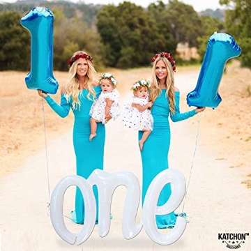 KatchOn Big White Number One Balloon for First Birthdays
