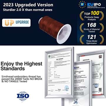 Simthread 5500Yds 40WT Embroidery Thread – 100% Polyester 170+ Vivid Colors, CPSC Certified, High-Speed (1000SPM) – Compatible with Brother, Singer, Janome & More - Clay Brown 339