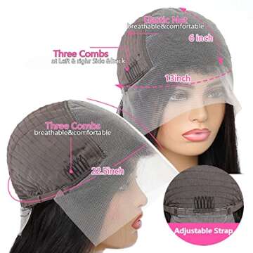 Water Wave Lace Front Wigs Human Hair HD 13x6 Glueless Lace Frontal Wigs Human Hair Wigs for Women 180% Density Wet and Wavy Lace Front Wigs Human Hair Pre Plucked with Baby Hair Natural Color 24 Inch