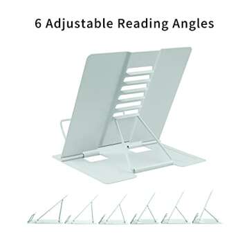 MSDADA Desk Book Stand Metal Reading Rest Book Holder Angle Adjustable Stand Document Holder Portable Sturdy Lightweight Bookstands-Textbooks Tablet Music Books Cook Recipe (Macaron Green)