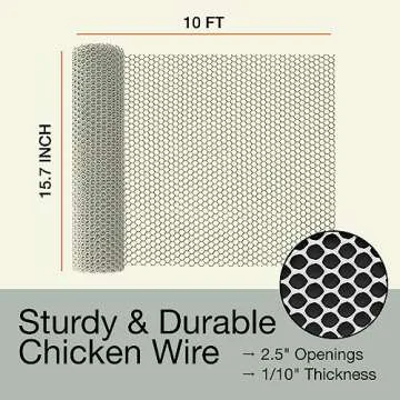 MaPorch White Plastic Chicken Wire Mesh Fence - 15.7in x 10ft Snake Barrier Roll for Poultry, Rabbit, & Gardening – Fencing & Netting Solution