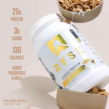 Ryse Loaded Protein Powder | 25g Whey Protein Isolate & Concentrate | with Prebiotic Fiber & MCTs | Low Carbs & Low Sugar | 27 Servings (Cinnamon Toast)