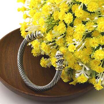 Eastbon Twisted Cable Bracelet with Composite Shell Pearl 6" Antique Cuff Bracelets for Women