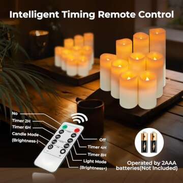 Baleid Pillar Candles Set of 9, Ivory White Flameless Candles, Real Wax Realistic LED Candles with Remote, Electric Candles Flickering Cycling 24 Hours