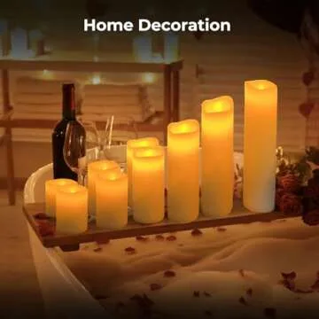 Baleid Pillar Candles Set of 9, Ivory White Flameless Candles, Real Wax Realistic LED Candles with Remote, Electric Candles Flickering Cycling 24 Hours