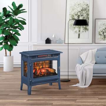 duraflame Freestanding Electric Fireplace Stove Heater with 3D Flame Effect for 1,000 Sq. Ft. Room, ...