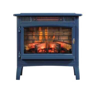 duraflame Freestanding Electric Fireplace Stove Heater with 3D Flame Effect for 1,000 Sq. Ft. Room, Navy