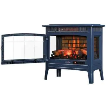 duraflame Freestanding Electric Fireplace Stove Heater with 3D Flame Effect for 1,000 Sq. Ft. Room, Navy