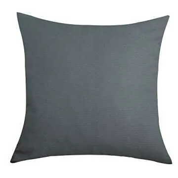 TangDepot Handmade Decorative Solid 100% Cotton Canvas Throw Pillow Covers - Steel Grey