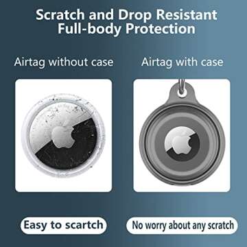 2 Pack IPX8 Waterproof AirTag Keychain Holder Case, Lightweight, Anti-Scratch, Easy Installation,Soft Full-Body Shockproof Air Tag Holder for Luggage,Keys, Dog Collar- Black