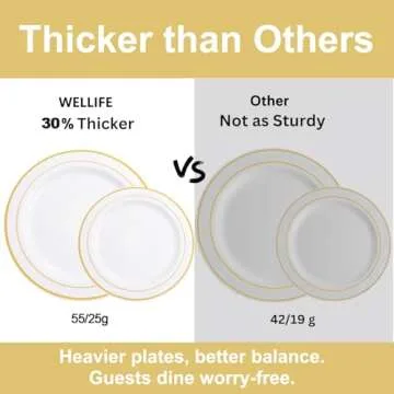 WELLIFE Gold Disposable Plates & Cutlery Set 350-Piece