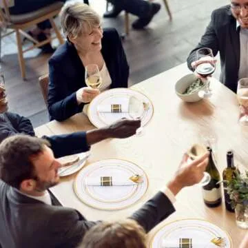 WELLIFE Gold Disposable Plates & Cutlery Set 350-Piece