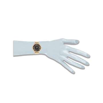 Elegant Black Dial Anne Klein Women's Bracelet Watch with Gold Accents