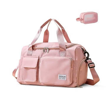 Stylish Pink Gym Bag with Shoe Compartment and Wet Pocket