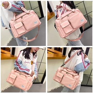 Stylish Pink Gym Bag with Shoe Compartment and Wet Pocket