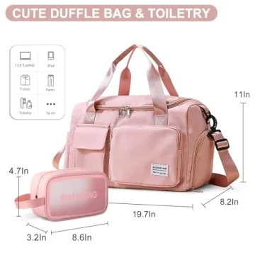 Stylish Pink Gym Bag with Shoe Compartment and Wet Pocket