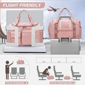 Stylish Pink Gym Bag with Shoe Compartment and Wet Pocket