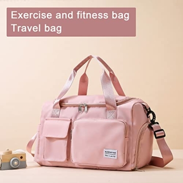 Stylish Pink Gym Bag with Shoe Compartment and Wet Pocket