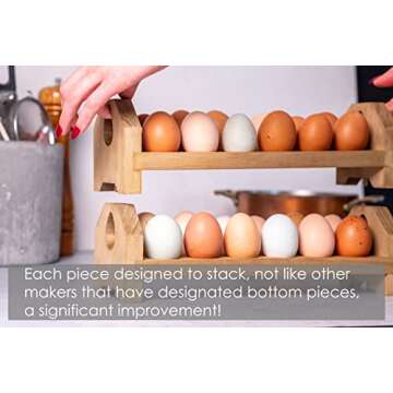 Farmhouse Stackable Wood Egg Holder l Egg Storage l Fresh Egg Storage l Wooden Egg Holder l Wooden Egg Rack l Wood Egg Carton l Egg Tray (1)