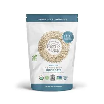 One Degree Organic Foods Sprouted Quick Oats, USDA Organic, Non-GMO Gluten Free Oatmeal, 24 oz., 4 P...