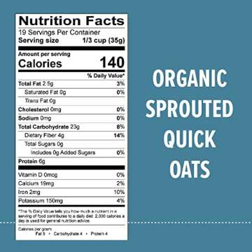 One Degree Organic Foods Sprouted Quick Oats, USDA Organic, Non-GMO Gluten Free Oatmeal, 24 oz., 4 Pack